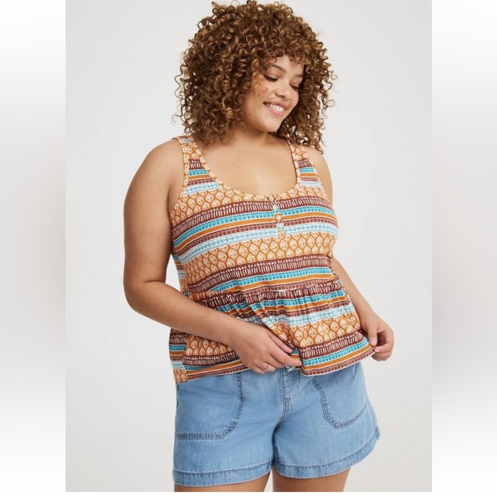Torrid Orange and Blue Patterned Tank Top